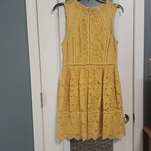 Mustard color, Lacey Dress - size medium